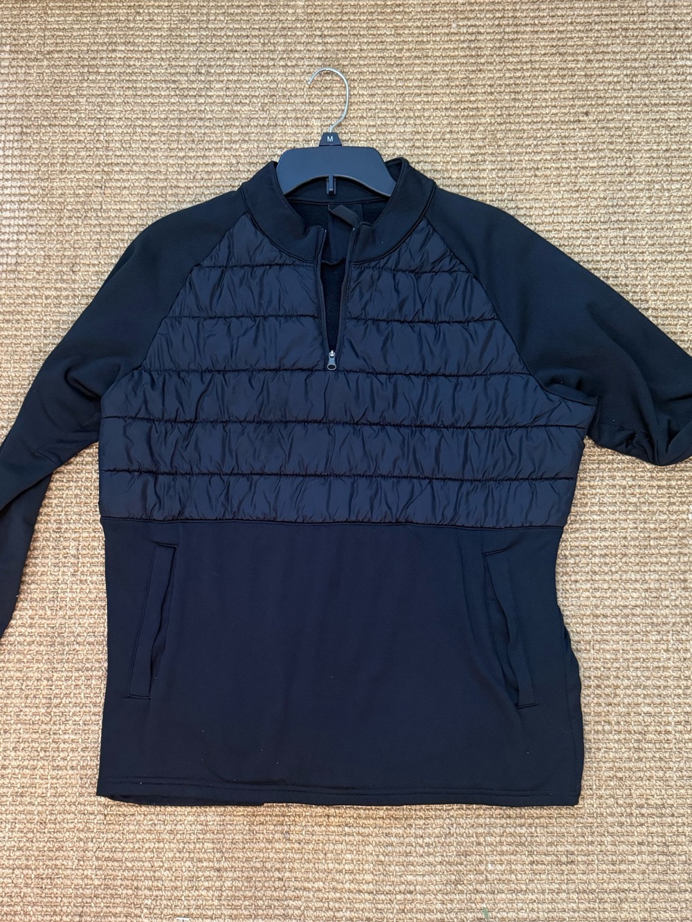 Nike Men's Black Quilted Half-Zip Sweater